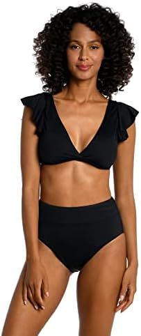 La Blanca Women's Standard Island Goddess Over The Shoulder Ruffle Bikini Swimsuit Top | Amazon (US)