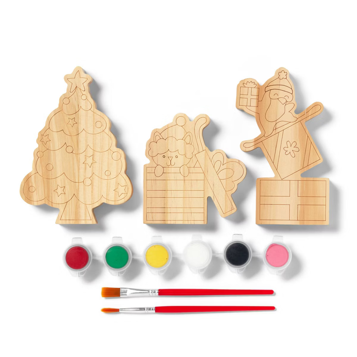 Christmas Craft 3ct Wood Tree and Gifts Painting Activity Kit - Mondo Llama™ | Target