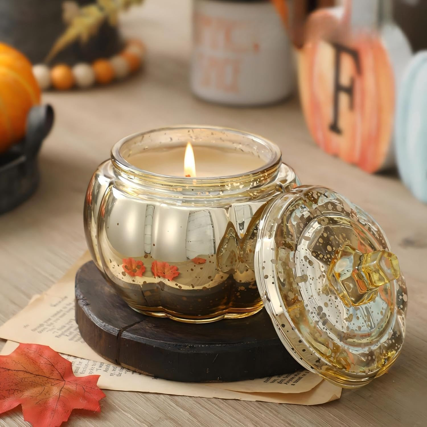 Fall Pumpkin Shaped Candle Pumpkin Spice Mercury Glass Candle Scented | Amazon (US)