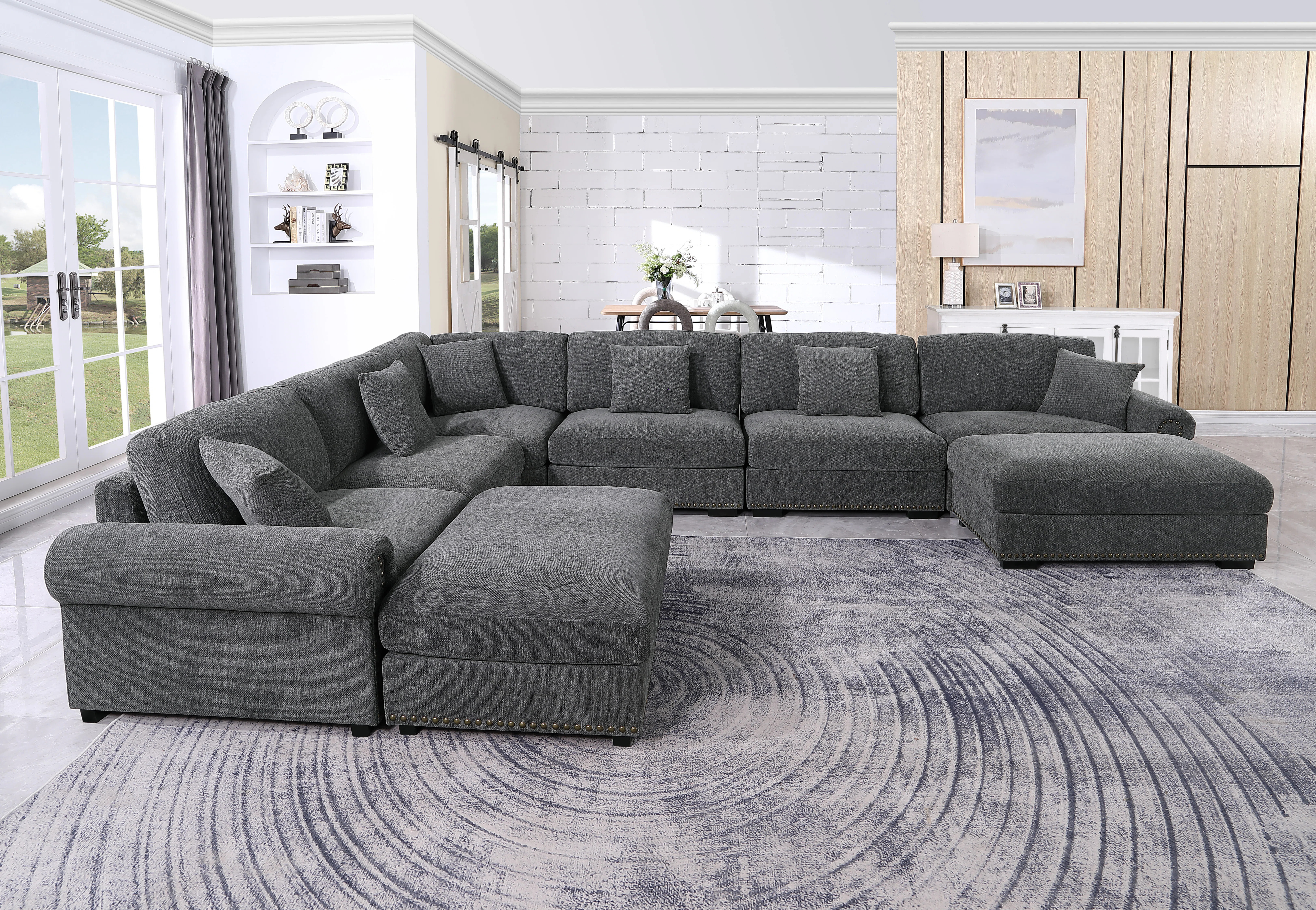 Oversized Corner Sectional Sofa With Reversible Chaises 8 Seat Chenille Cloud Sectional Couches | Wayfair North America