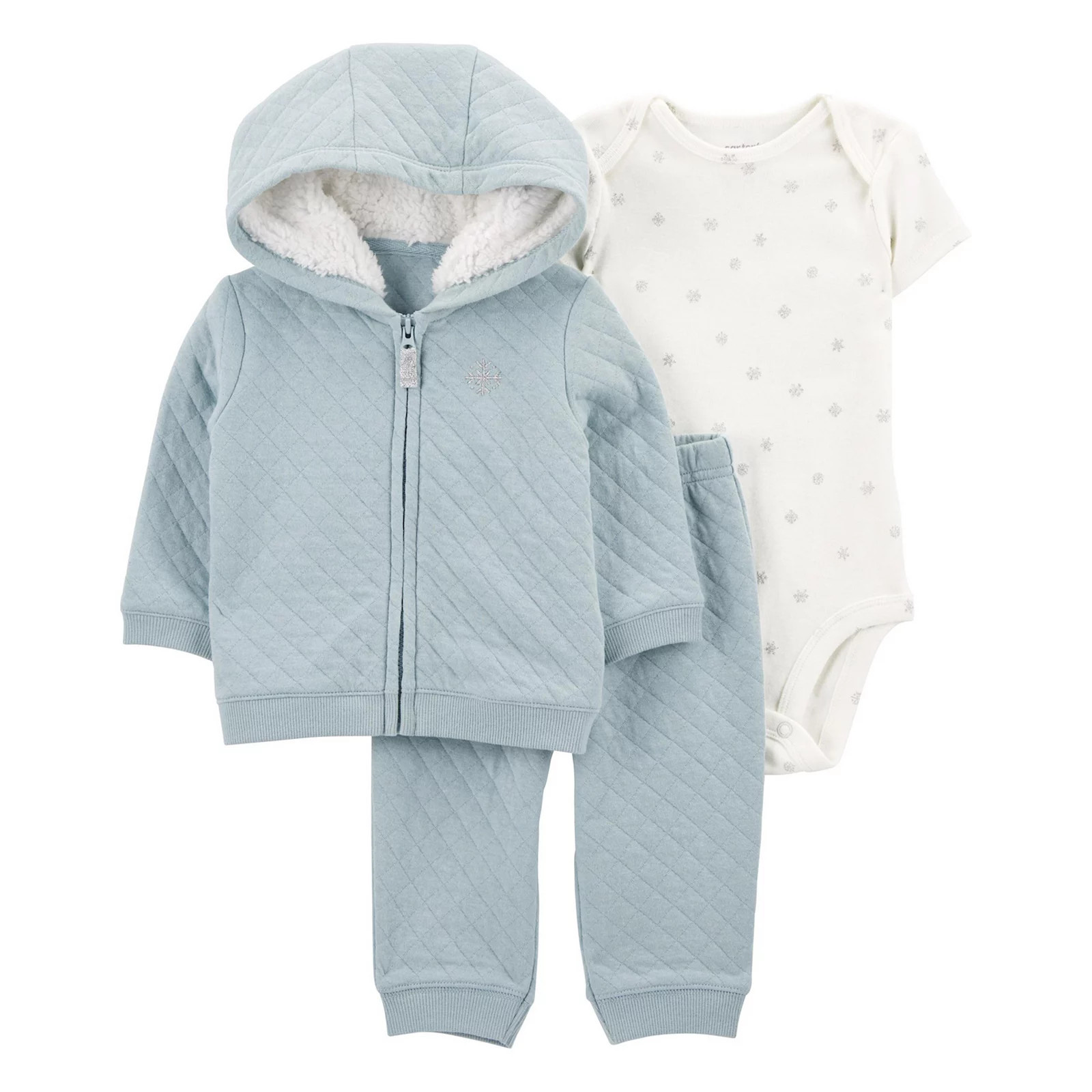 Baby Girl Carter's 3-pc. Snowflake Quilted Little Jacket Set, Girl's, Size: 6 Months, Blue | Kohl's
