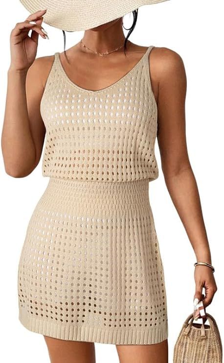 Dokotoo Summer Crochet Hollow Out Knit Beach Bathing suit Swim Cover Ups Cruise Outfits Vacation ... | Amazon (US)