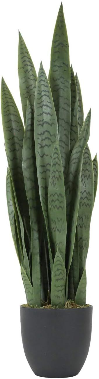 Worth Garden 3ft Artificial Snake Plant Fake Sansevieria Indoor Outdoor, 28 Thick Leaves Lifelike... | Amazon (US)