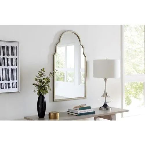 allen + roth 40.94-in L x 23.8-in W Arch Champagne Silver Framed Wall Mirror | Lowe's