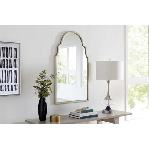 allen + roth 40.94-in L x 23.8-in W Arch Champagne Silver Framed Wall Mirror Lowes.com | Lowe's
