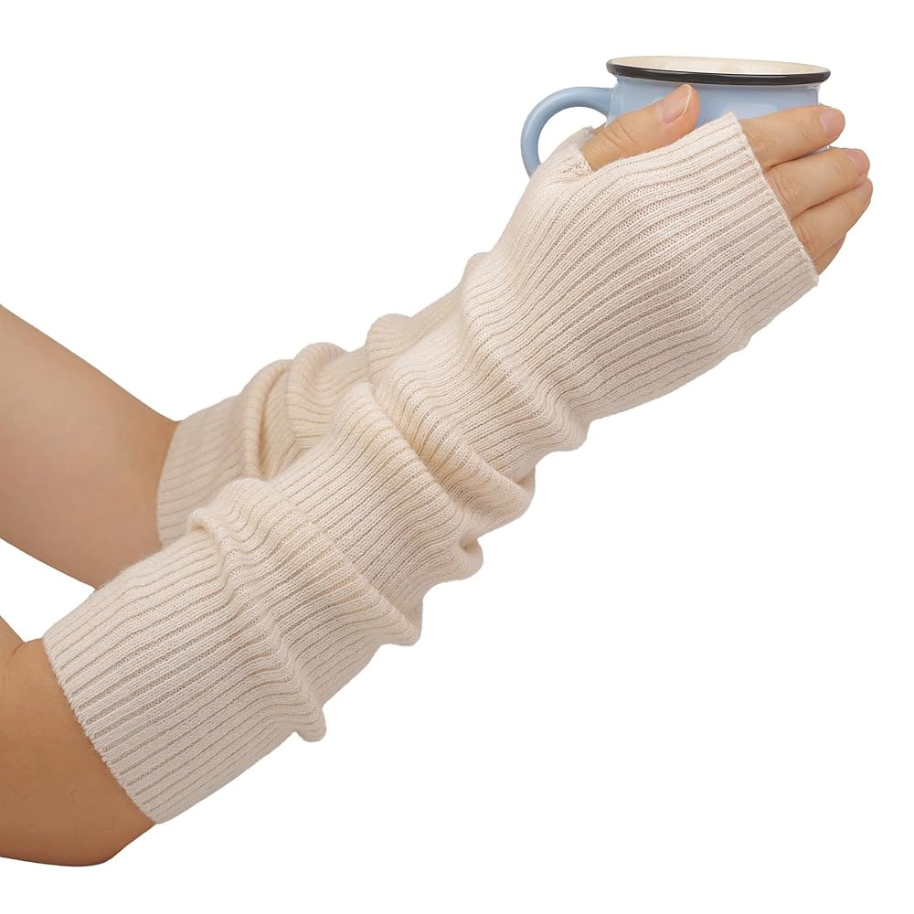 F Flammi Cashmere Blended Arm Warmer for Women Winter Fingerless Gloves Knit Mitten Gloves Wrist ... | Amazon (US)