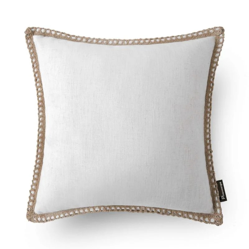 Phantoscope Linen Trimmed Farmhouse Series Decorative Throw Pillow, 18" x 18", Off White, 1 Pack | Walmart (US)
