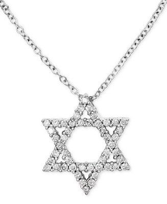 EFFY® Diamond Star of David 18" Pendant Necklace (1/4 ct. t.w.) in 14k White Gold | Macy's