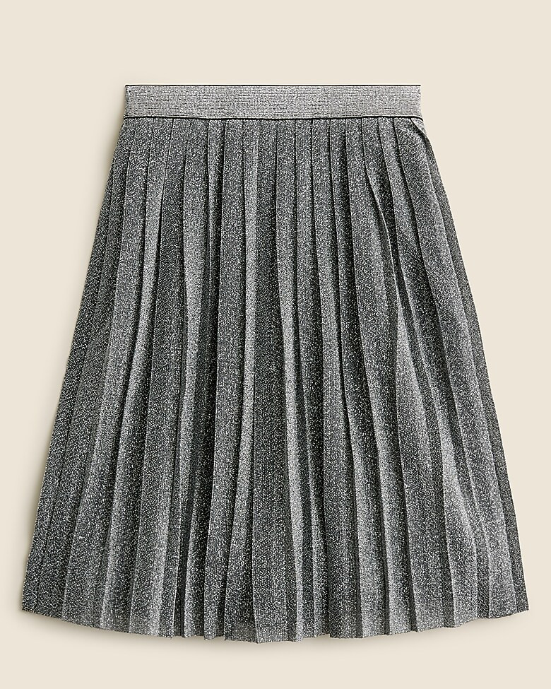 Girls' pleated midi pull-on skirt with Lurex® metallic threads | J. Crew US