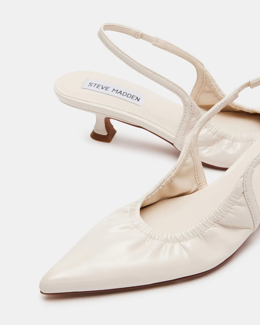GRACEY Bone Ruched Slingback Kitten Heel | Women's Heels | Steve Madden (US)