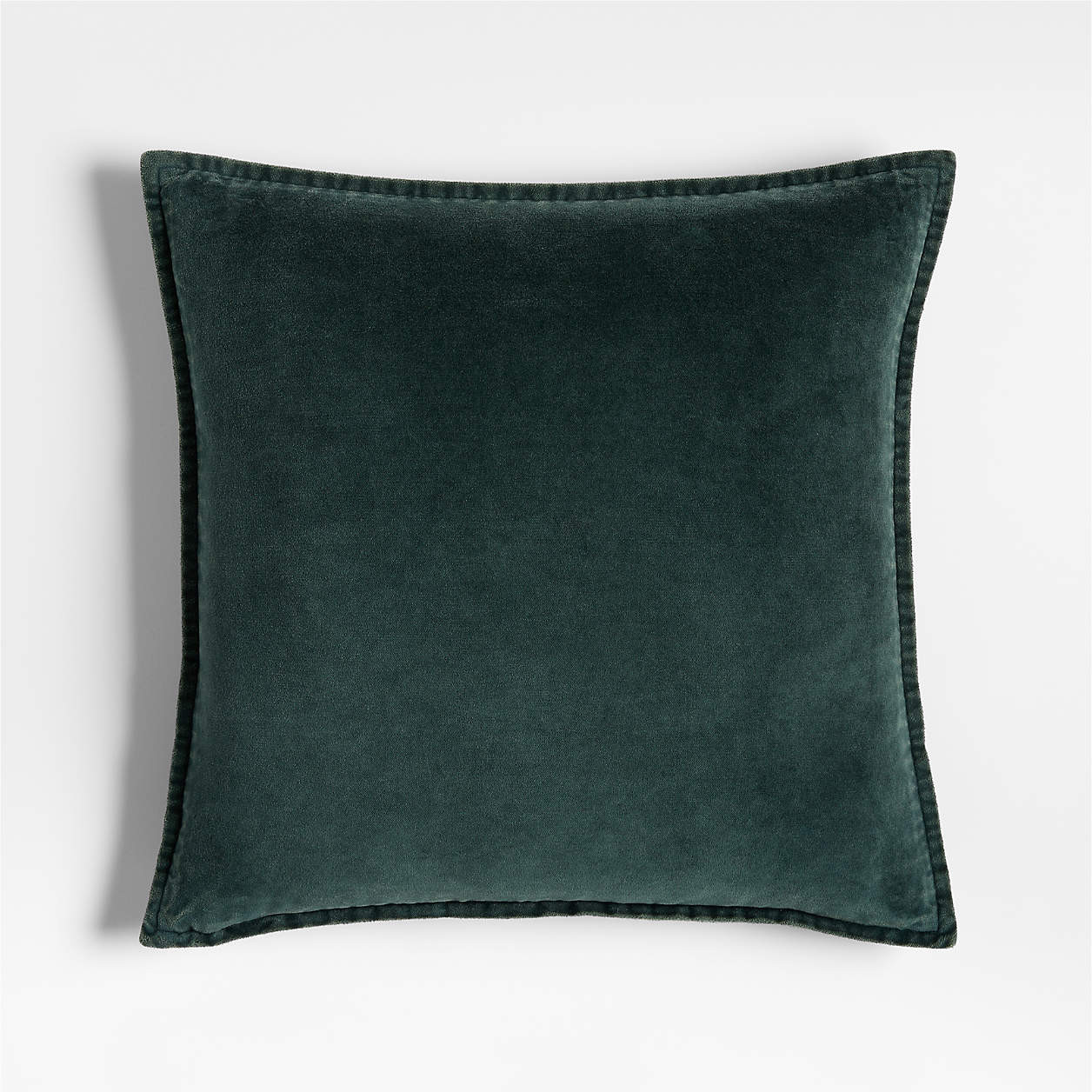 Relaxed Washed Organic Cotton Velvet 20"x20" Spruce Green Throw Pillow Cover + Reviews | Crate & ... | Crate & Barrel