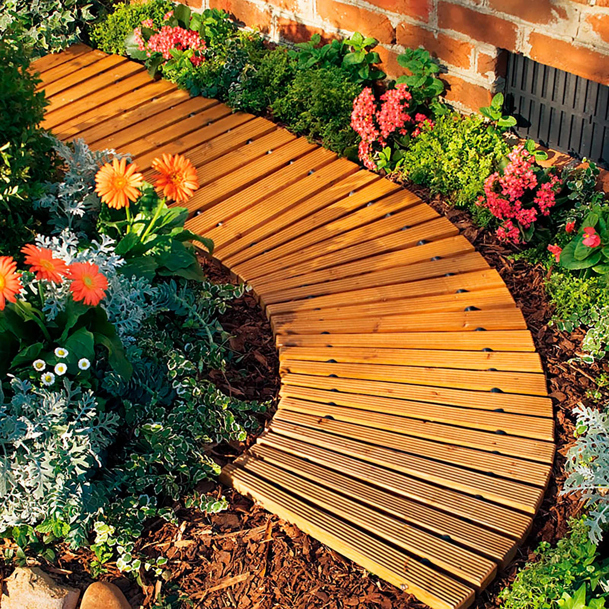 Portable Wooden Curved Pathway | Pathways | Plow & Hearth | Plow & Hearth