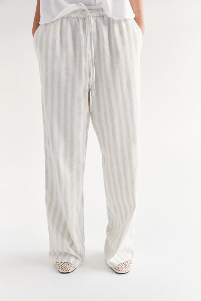Linen-blend Pants - Blue/striped - Ladies | H&M US | H&M (US + CA)