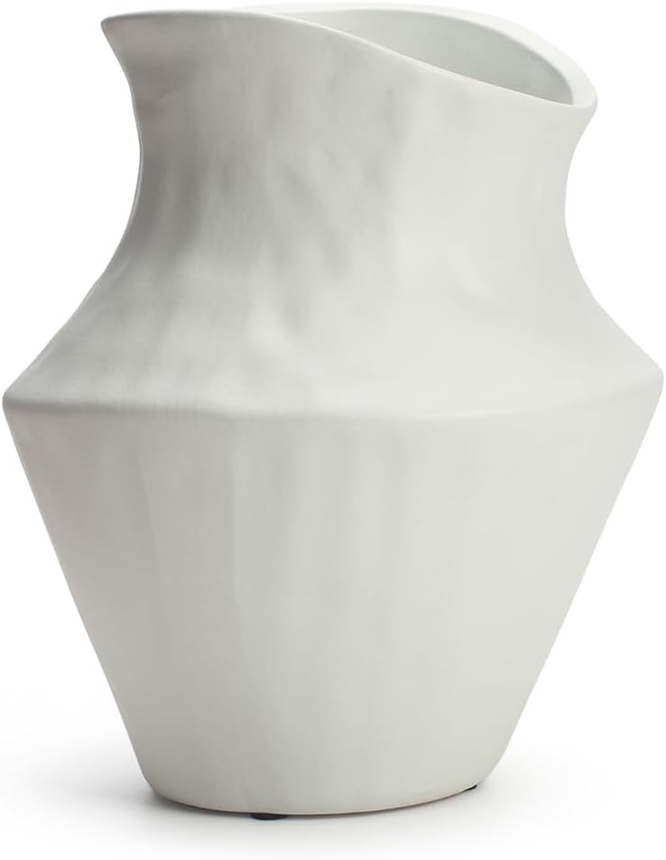 Modern Geometric White Ceramic Flower Vase, Contemporary Minimalist Design for Home Decor, Fresh ... | Amazon (US)