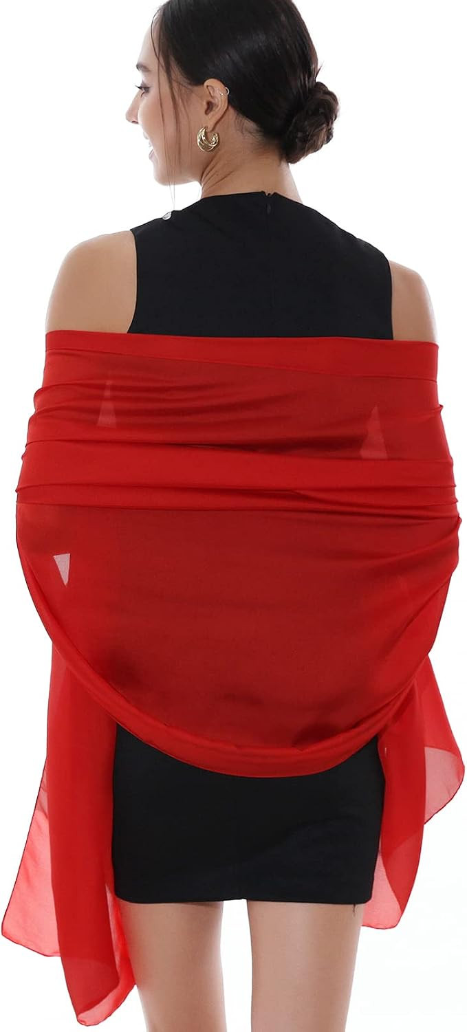 RIIQIICHY Pashmina Shawls Wraps for Women Evening dresses Like Chiffon Silk Scarf for Weddings | Amazon (US)