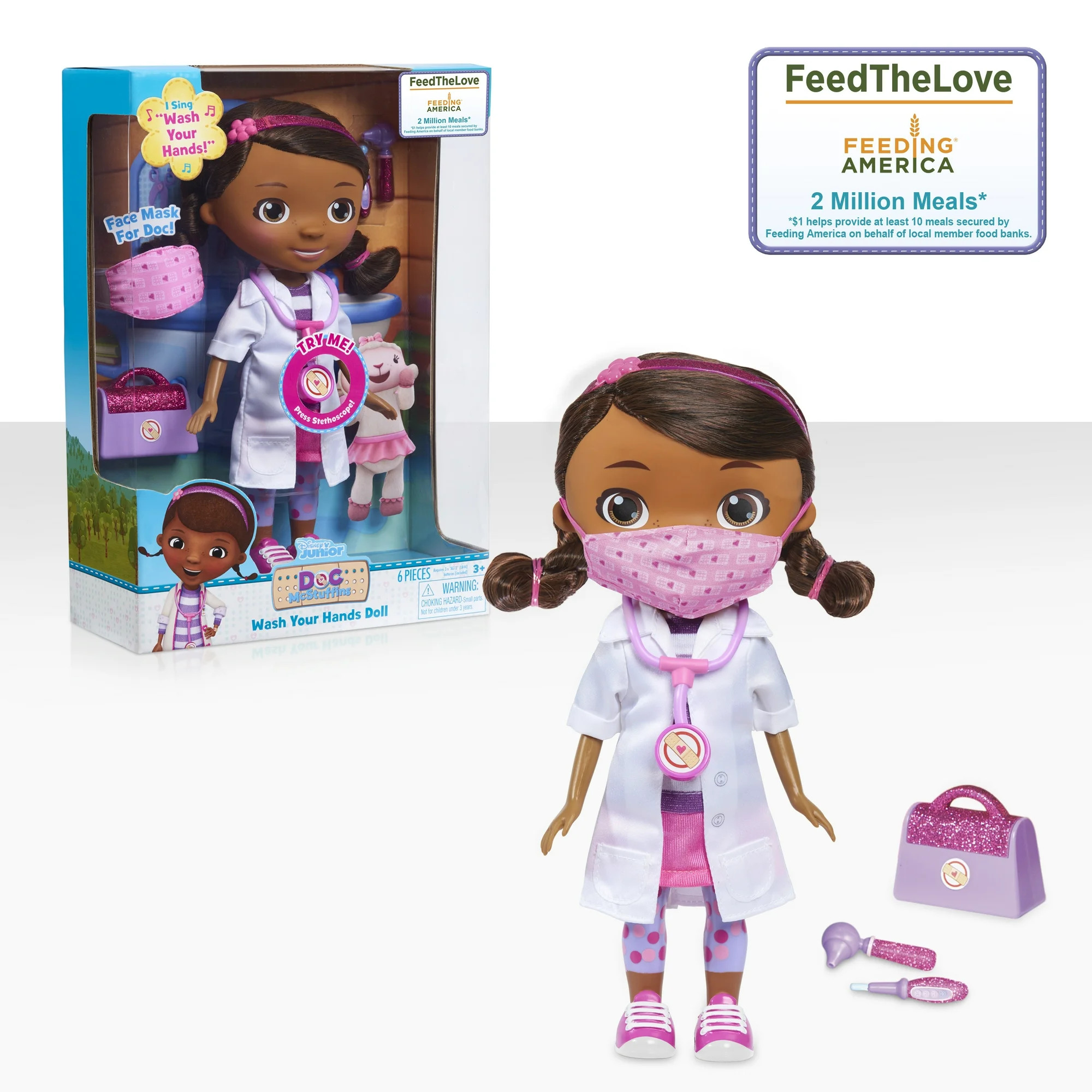 Disney Junior Doc McStuffins Wash Your Hands Singing Doll, With Mask & Accessories, Ages 3 + | Walmart (US)