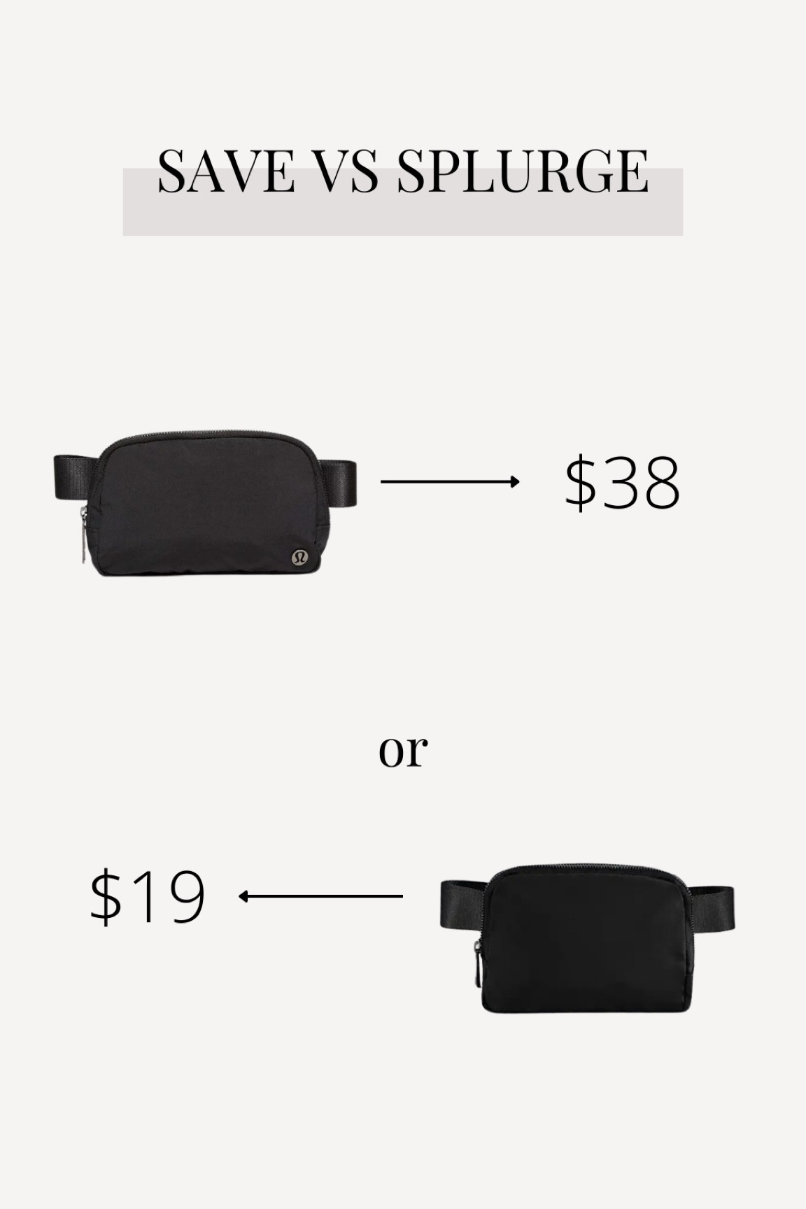 SAVE vs SPLURGE // Belt Bag! I have the Lululemon Belt Bag and I love it so much, but I’ve seen so many people buying the Amazon dupe and loving it! 

#LTKstyletip #LTKunder50 #LTKitbag