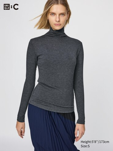 WOMEN'S UNIQLO : C HEATTECH EXTRA WARM CASHMERE BLEND TURTLENECK LONG SLEEVE T-SHIRT | UNIQLO AU | Uniqlo Australia
