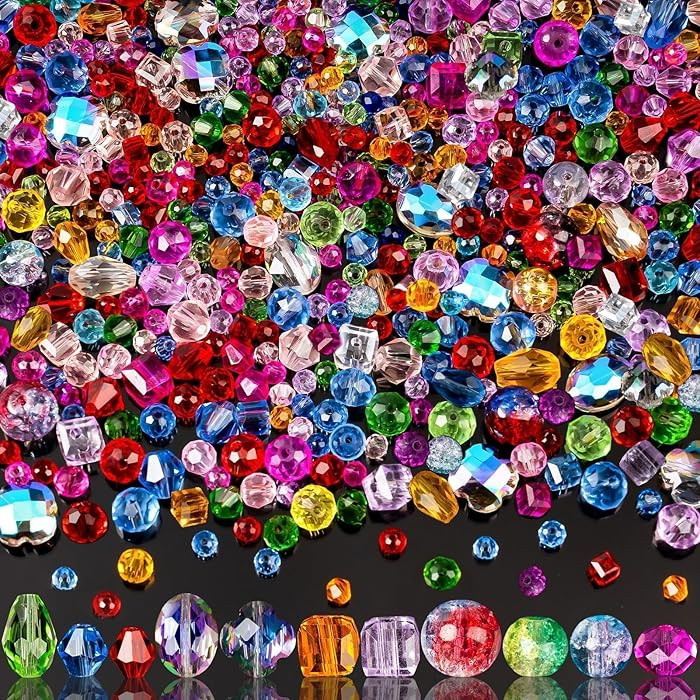 636pcs Glass Beads for Jewelry Making Assorted - Mixed Colorful Rainbow Craft Bead Bulk with Hole... | Amazon (US)