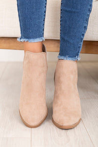 Heidi Taupe Side Slit Booties FINAL SALE | Pink Lily