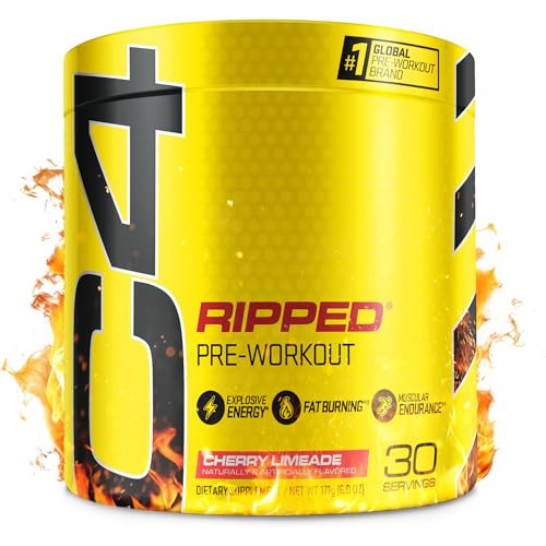 C4 Ripped Pre Workout Powder for Energy, Beta Alanine, Zero Sugar Energy Supplement Preworkout for Men & Women - 150mg Caffeine + Creatine-Free - Cherry Limeade - 30 Servings | Amazon (US)