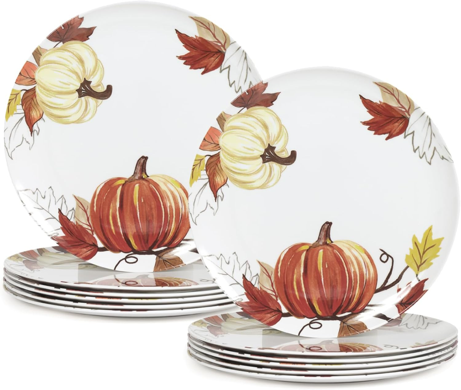 12pcs ‌Melamine ‌Pumpkin Dinner Plates,10 Inch Fall Dishes for Thanksgiving | Amazon (US)