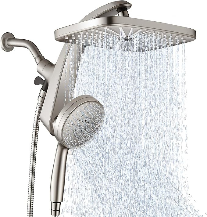 High Pressure Rain Shower Head: Upgrade Shower Heads with Handheld Spray Combo with Fixed Showerh... | Amazon (US)