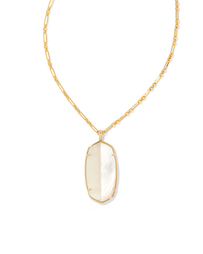 Reid Gold Intarsia Long Pendant Necklace in White Intarsia | Kendra Scott | Kendra Scott
