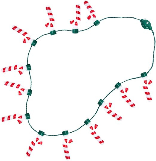 FUTUREPLUSX Christmas Light Up Necklace, 41Inch Candy Cane Necklace,3D Light Necklace with 13 Can... | Amazon (US)