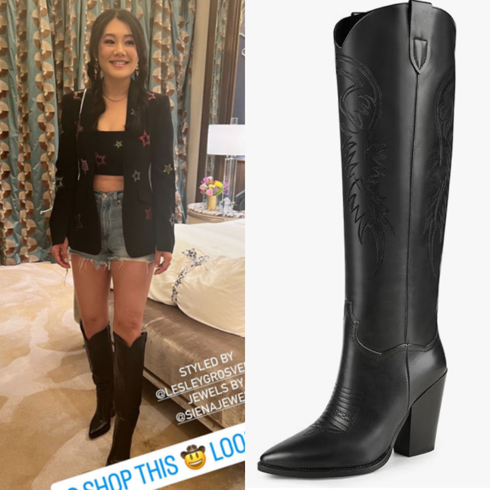 Crystal Kung Minkoff’s Black Cowboy Boots 📸 + Info= @crystalkungminkoff