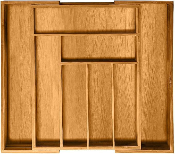 Bambüsi Expandable Kitchen Drawer Organizer - Premium Bamboo 8 Slots Utensil Silverware Drawer D... | Amazon (US)
