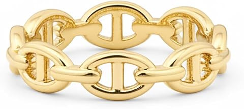 PAVOI Waterproof Link Band - 14K Gold Plated Link Chain Ring for Women | Amazon (US)