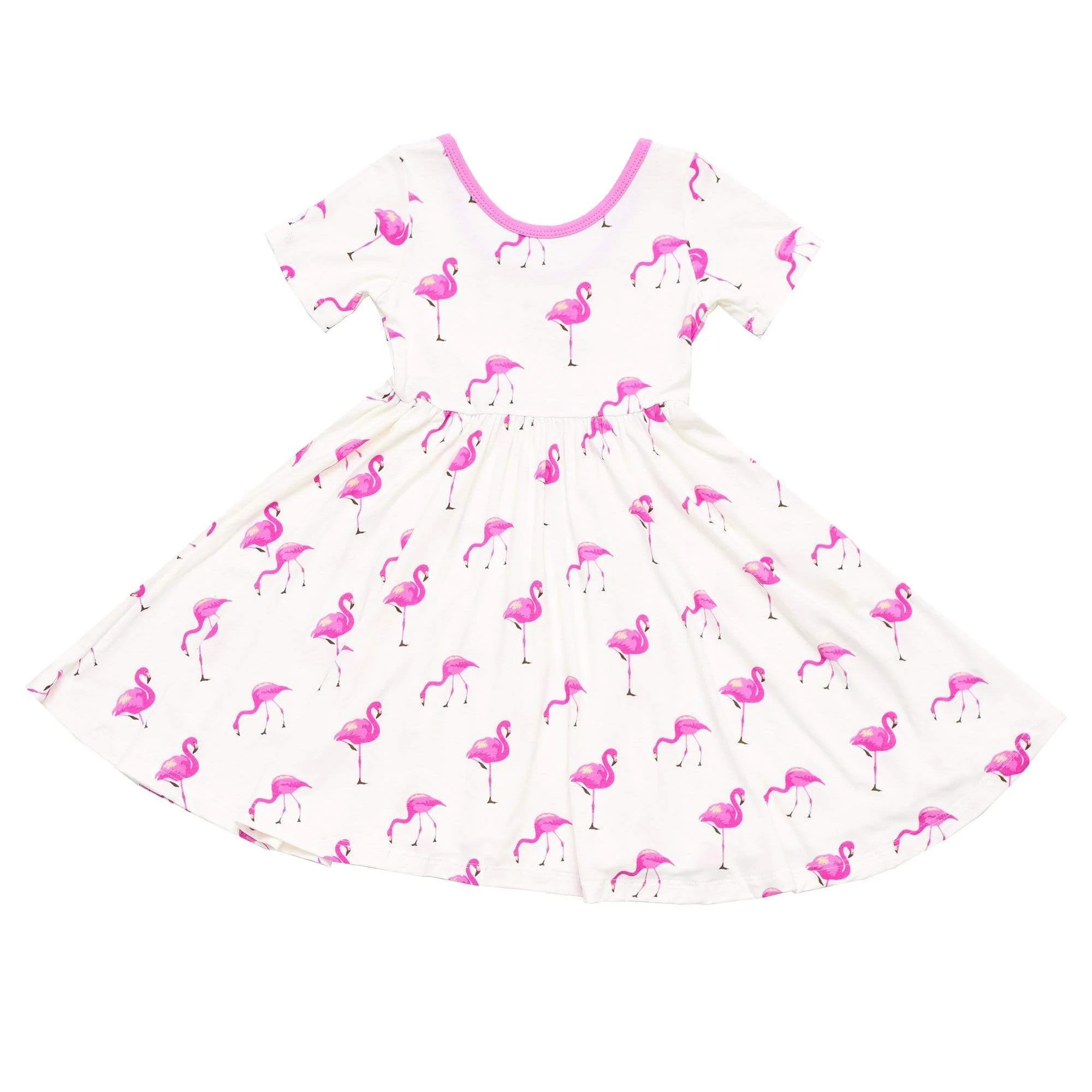 Printed Twirl Dress in Flamingo | Kyte BABY