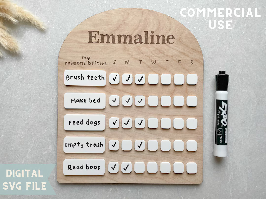 Weekly Responsibilities Dry Erase Sign SVG Laser File Cut Digital File for Glowforge | Chore Char... | Etsy (US)