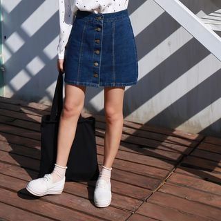Buttoned Denim Skirt | YesStyle Global