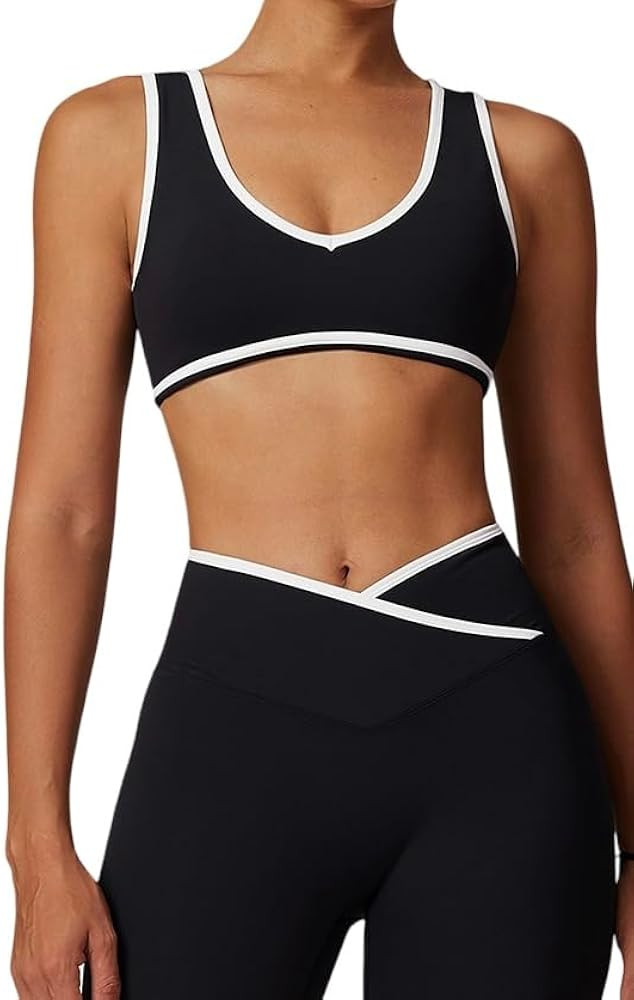 Womens Workout Yoga Set - Flare Leggings, Crossover V-Cut Pants, Shorts, Bra, and Crop Top | Amazon (US)
