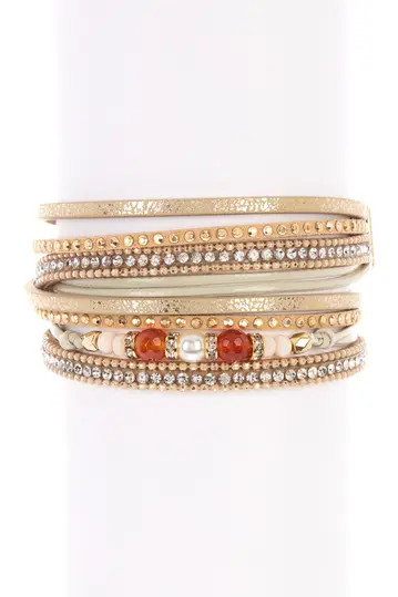 Autumn 8mm Freshwater Pearl Beaded & Crystal Accented Multi Strand Bracelet | Nordstrom Rack