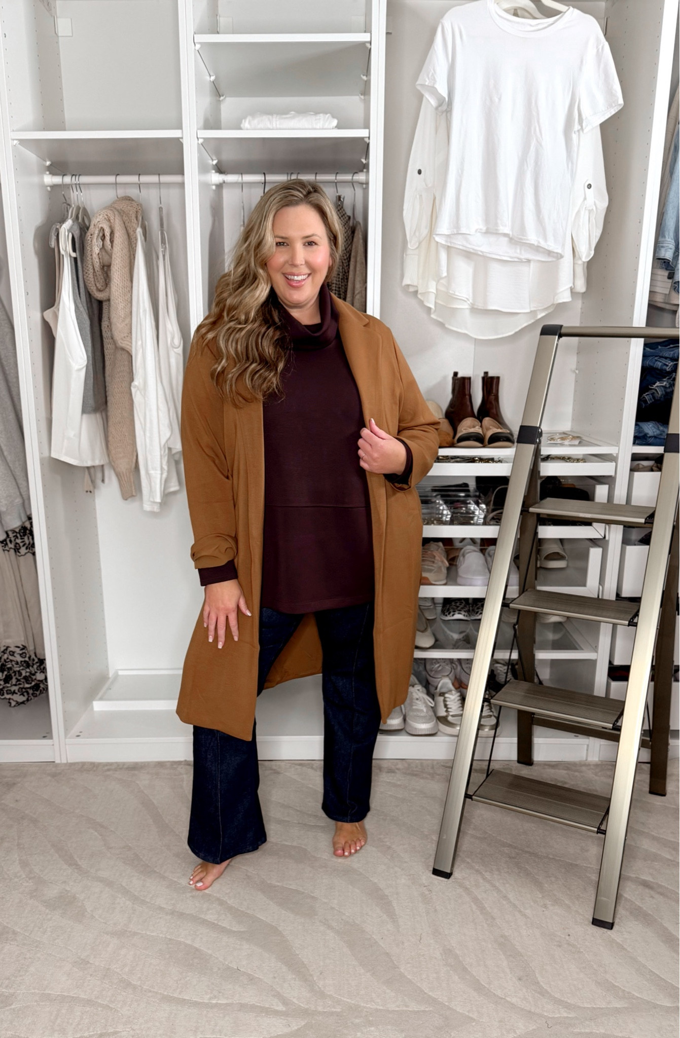 Spanx has all the fall essentials that are classic and timeless! Wearing the new spanx shape jeans I have my regular size 2x on (they run really long, so at 5’8 the length is perfection in petite)

The turtleneck tunic and the coat are a 2X! 

Fall fashion, fall outfit inspo, plus size outfits, plus size fashion, fall trends, everyday style

#LTKStyleTip #LTKPlusSize