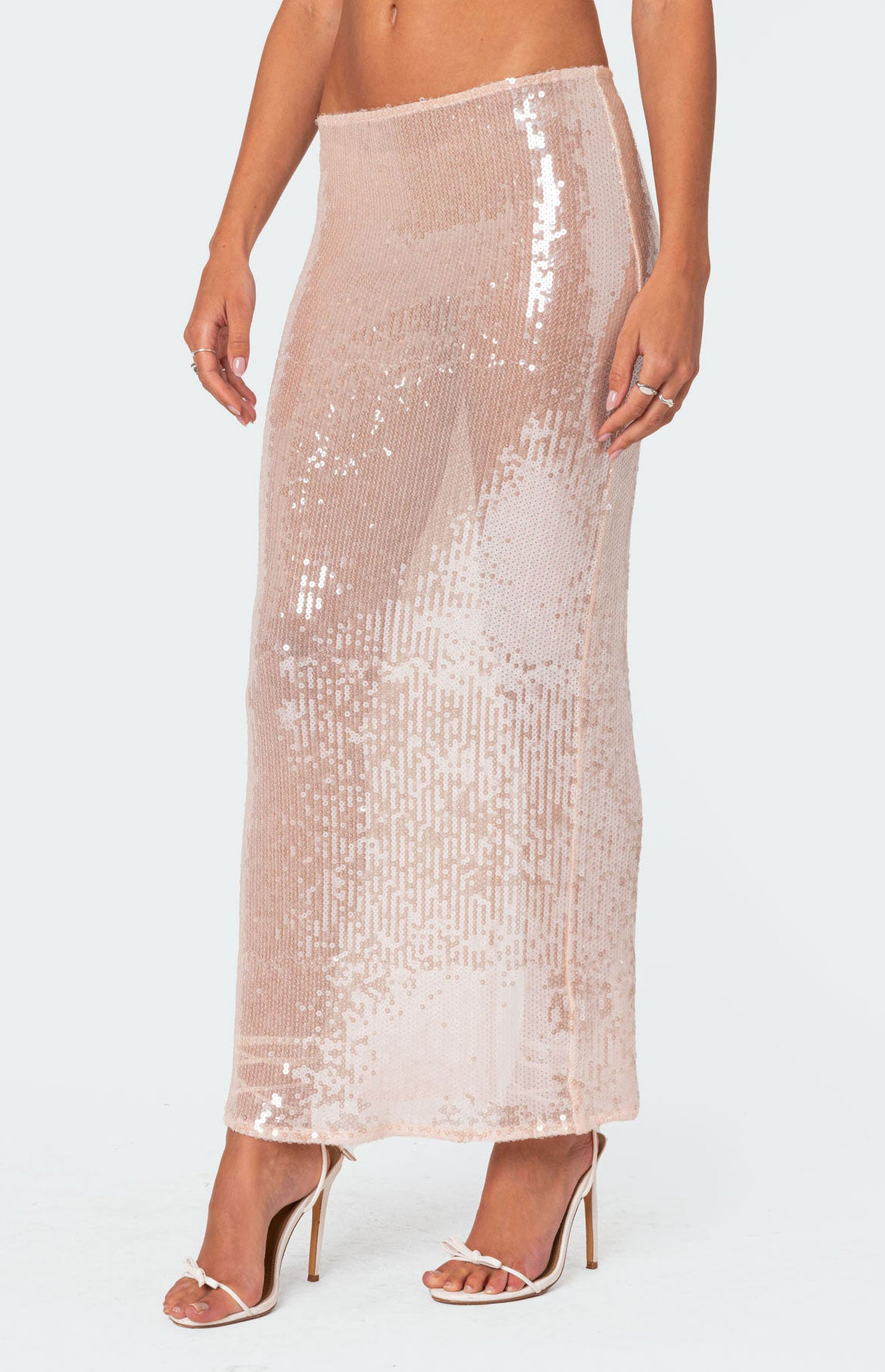 Edikted Riki Sheer Sequin Maxi Skirt | PacSun