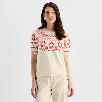 St. John's Bay Womens Crew Neck Short Sleeve Pullover Sweater | JCPenney
