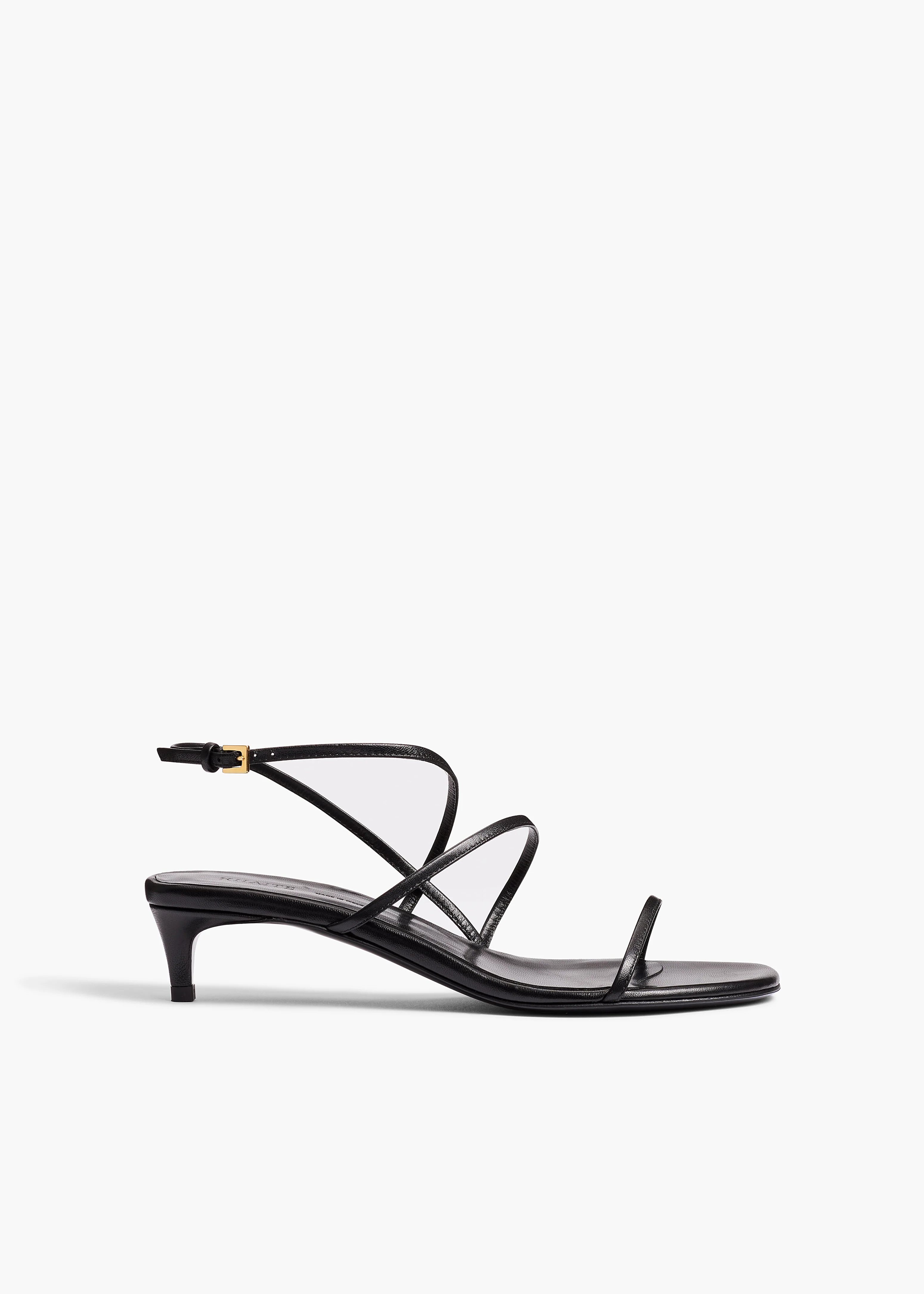 KHAITE - Loop Kitten Heel Sandal In Black Leather | Khaite