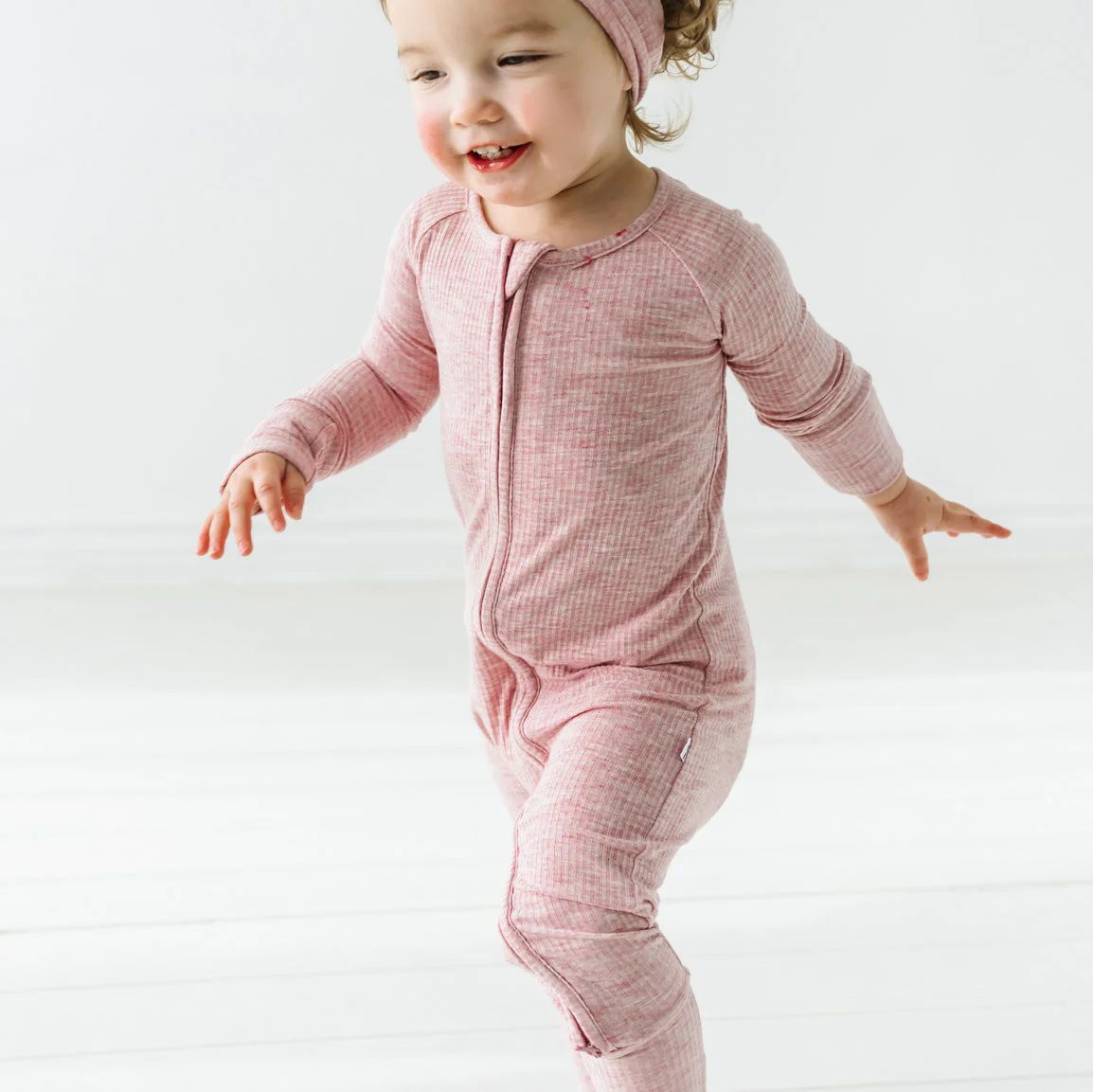 Heather Mauve Ribbed Zippy | Little Sleepies