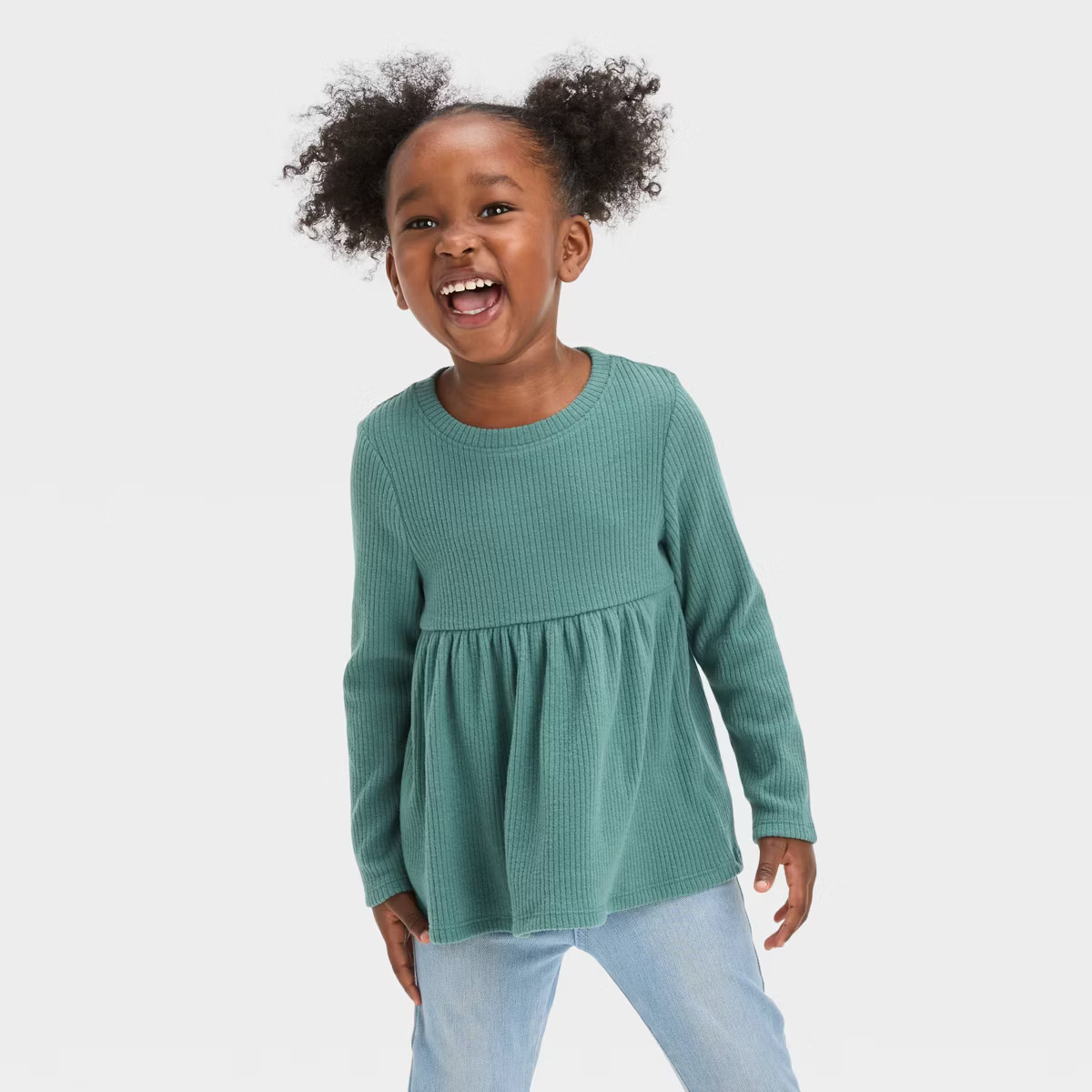 Toddler Girls' Ribbed Shirt - Cat & Jack™ Green | Target
