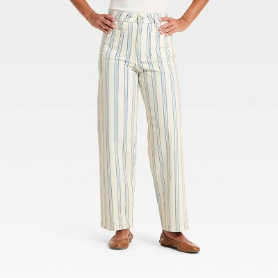 Women's Highest-Rise Striped Sailor Straight Jeans - Universal Thread™ Blue 2 | Target