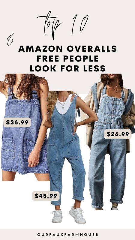 Amazon Free People Look-For-Less overall edition! Such cute denim overalls for a great price. All Free People inspired! 