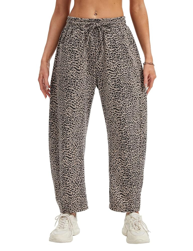 Women Barrel Sweatpants Wide Leg Palazzo Pants Baggy Lounge Sweat Pants Elastic Drawstring Jogger... | Amazon (US)