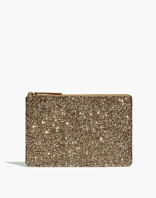 The Leather Pouch Clutch in Glitter | Madewell