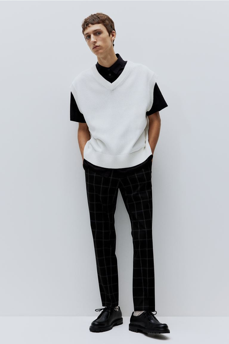 Slim Fit Pants - Black/plaid - Men | H&M US | H&M (US + CA)