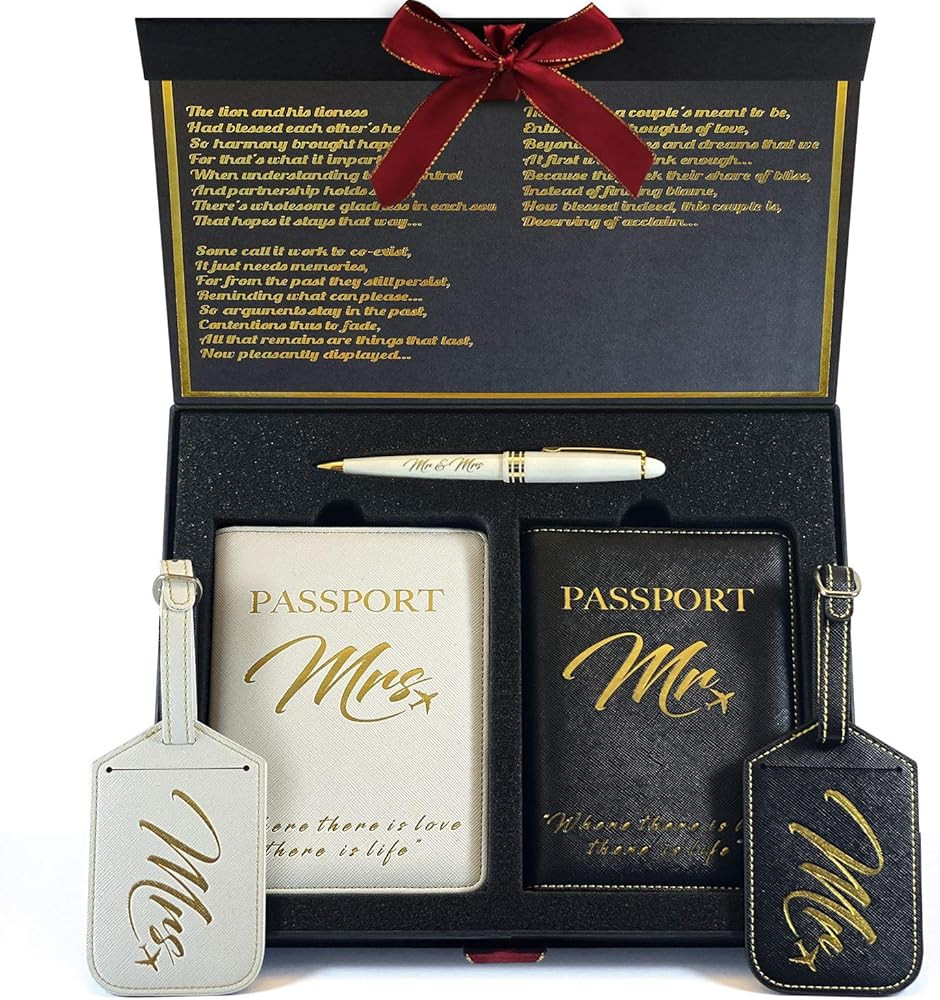 DELUXY Honeymoon Luggage - Mr and Mrs Luggage Tags and Passport Holder - Memorable Bridal Shower ... | Amazon (US)