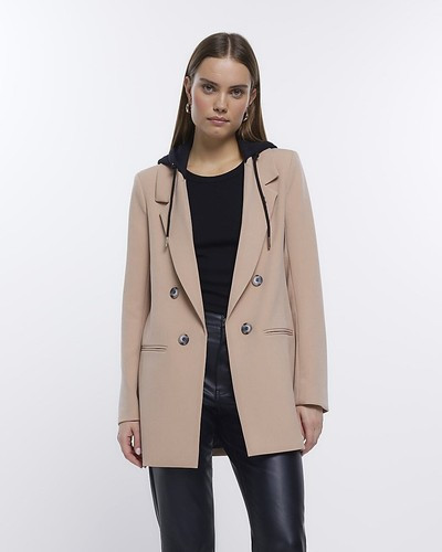 River Island Womens Beige Polyester Regular Blazer Size 6 | eBay UK